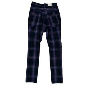 Kapital Purple Plaid Buckle Back Size 1 Japan Made High Rise Skinny Leg Pants